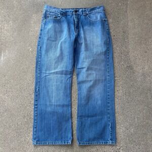 Anchor Blue Straight Boot Baggy Wide Leg Light Wash Jeans Men's Size 36x30 READ